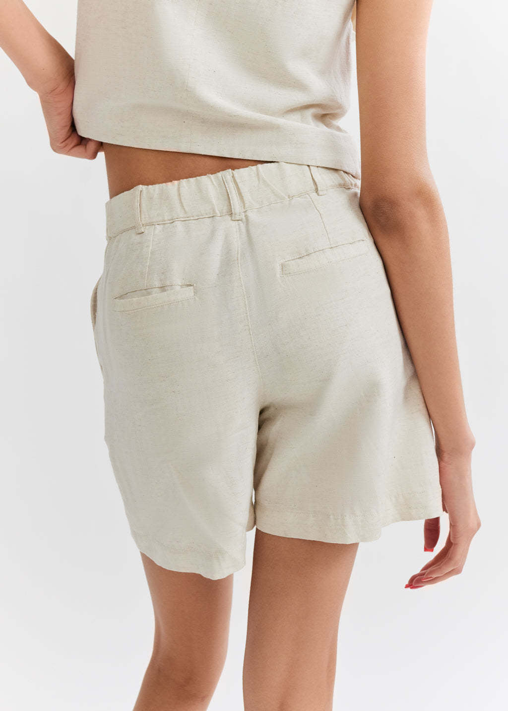Dame Lettere Linned-Shorts med elastisk bælt samt praktiske lommer Stilla