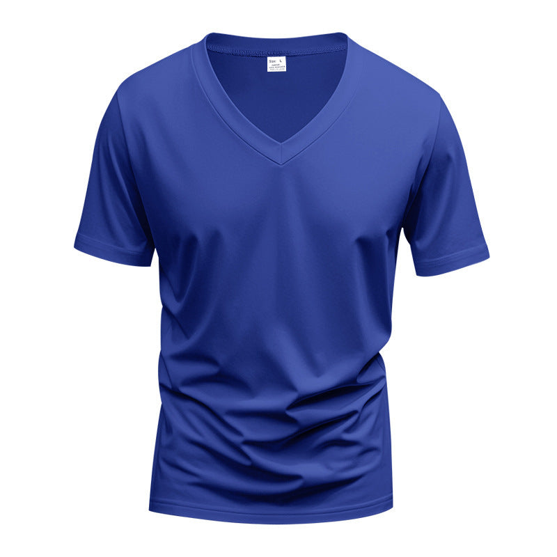 Herrer nan V-udskærings T-shirt i strækbomuld med ergonomisk skuldersnit og flad søm Skovae
