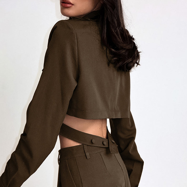 Dame Couture-sæt med cropped skjorte og vide Palazzo-bukser Stilla