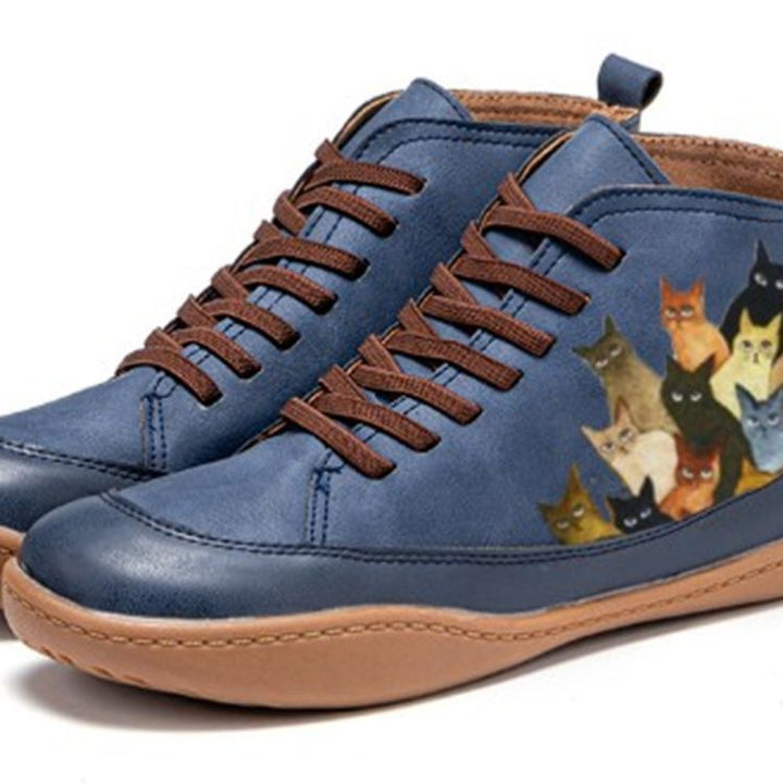 Dame High-Top Sneakers med unikt katte design Stilla