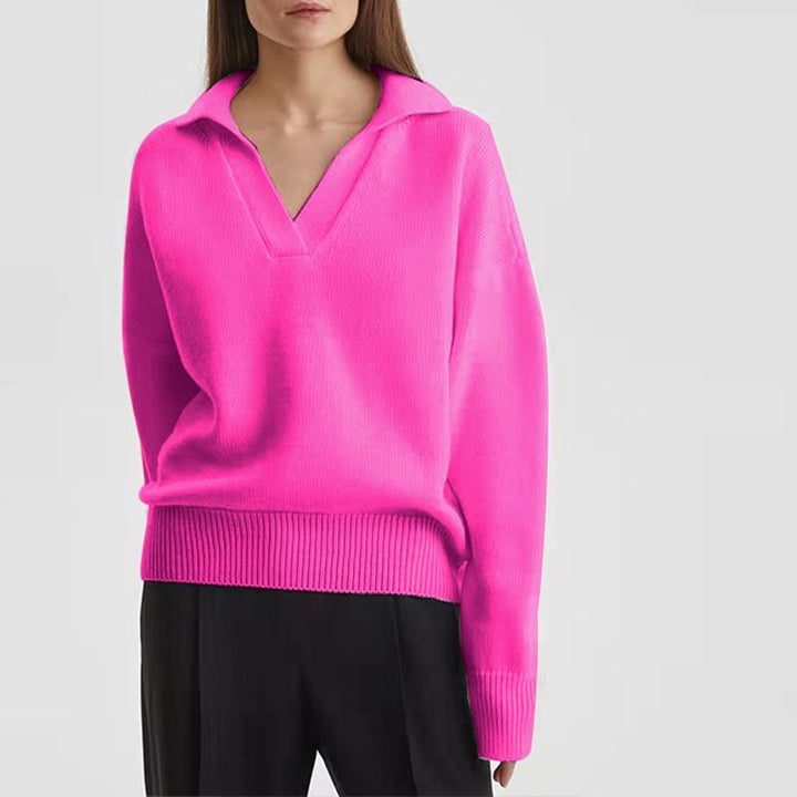 Kvinders fine strikkede pullover med struktureret stof Stilla