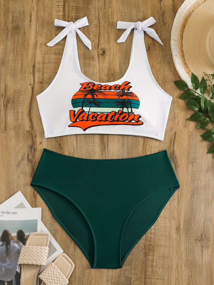 Dame Crop-Top-Bikini-Sæt med legesyge sløjfer Skovae