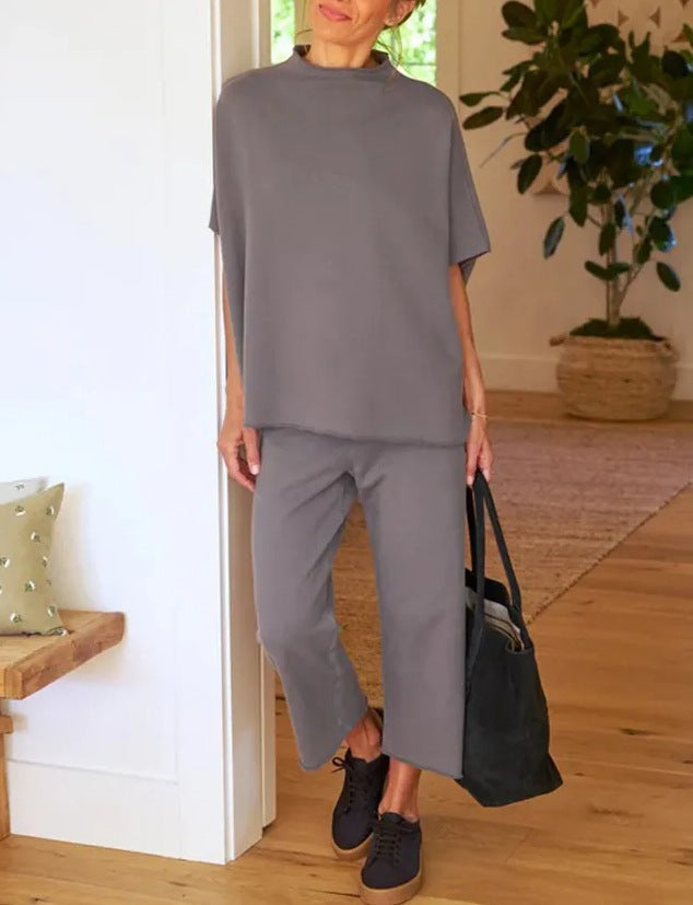 Dame Relaxed Fit Top og brede Bukser Sæt Stilla