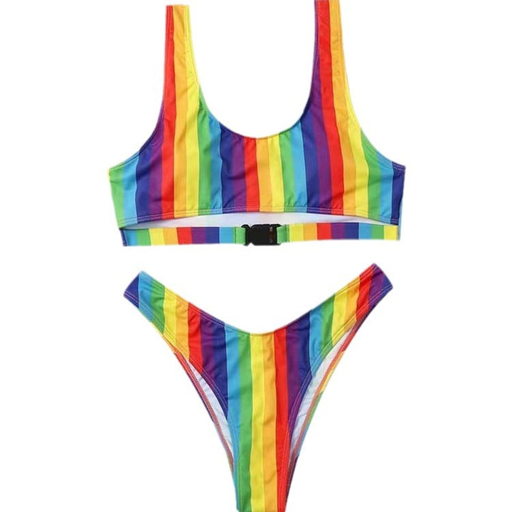 Dame Højskåret Stribet Bikini-Sæt Stilla