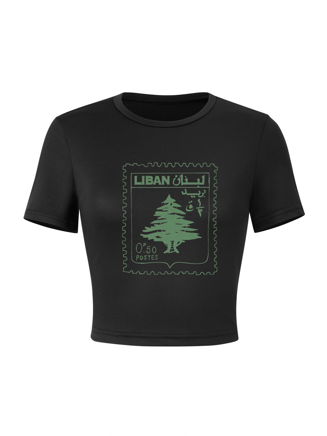 Dame Crop-T-Shirt med iøjnefaldende statement-print Skovae