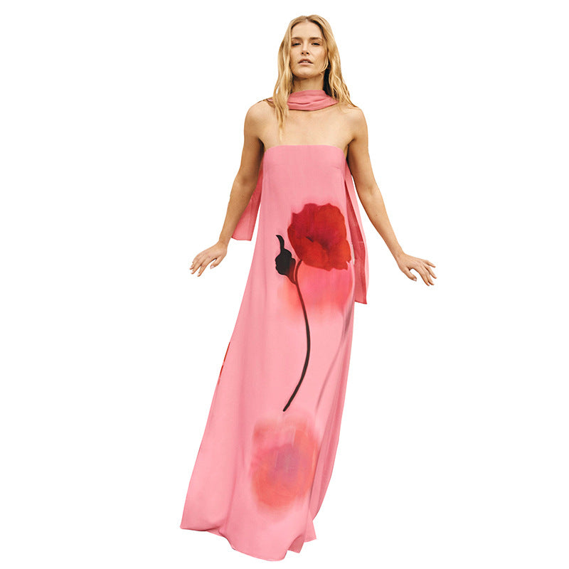 Femme Elegante Blomsterdesign Maxikjole Stilla