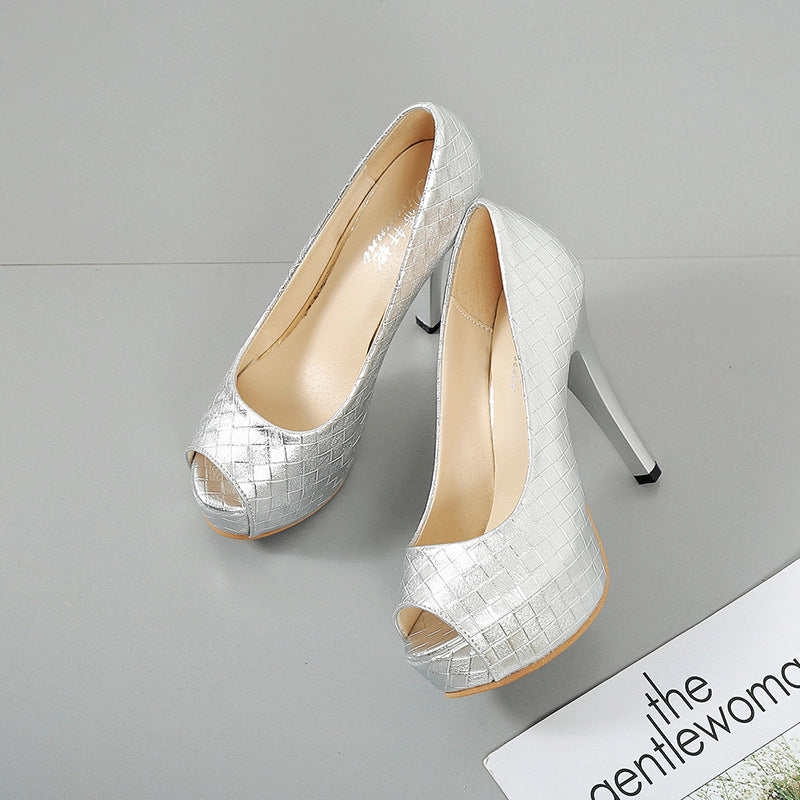 Dame Peep-Toe Pumps med elegant flettet design og komfortabel blokhæl Stilla