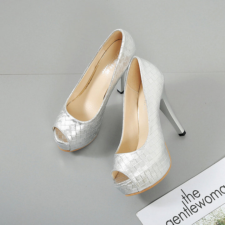 Dame Peep-Toe Pumps med elegant flettet design og komfortabel blokhæl Stilla