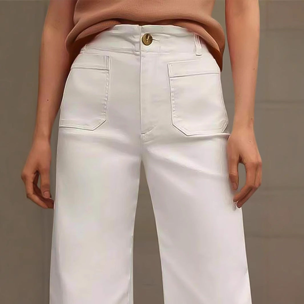 Dame Bred Culotte-Jeans med broderet blomsterdesign Skovae