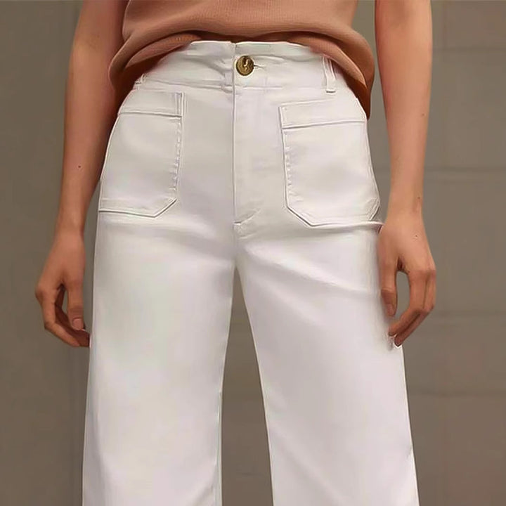 Dame Bred Culotte-Jeans med broderet blomsterdesign Skovae