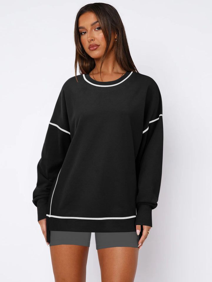Dame Sporty Oversized Pullover med Kontrast syninger Stilla