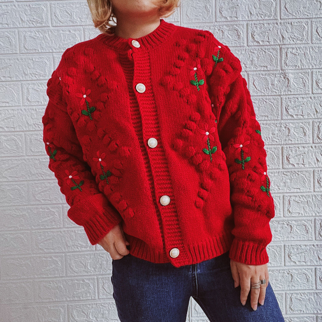 Kvinders cardigan med blomster mønster Stilla