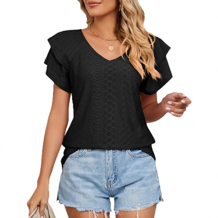 Dame Broderie Anglaise V-Udskæring Top Stilla