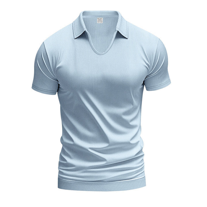 Herrer Kortærmet Poloshirt med struktureret overflade og moderne V-udskæring Stilla
