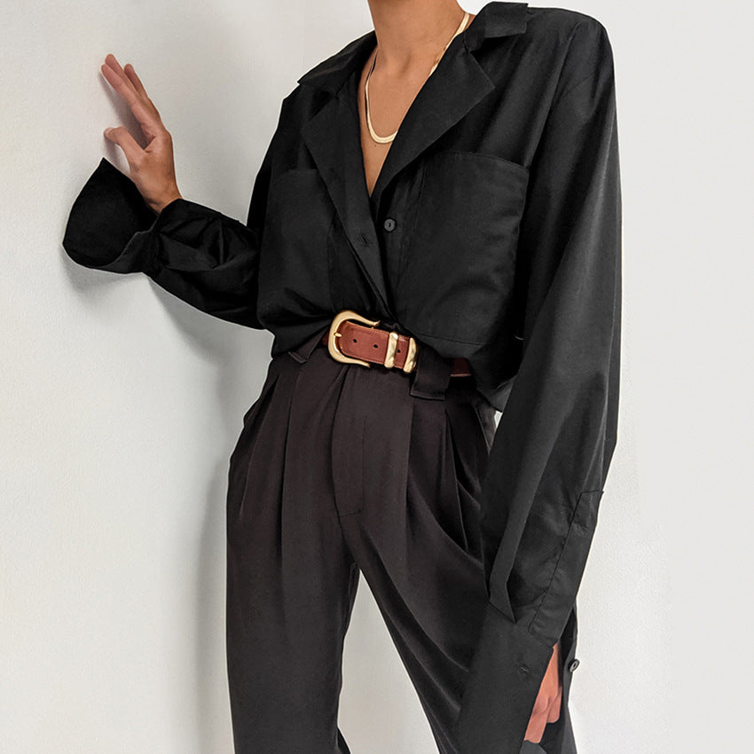 Damer elegant bluse med løse ærmer og struktureret krave Stilla
