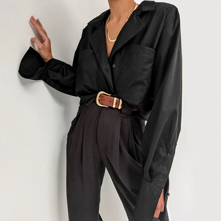 Damer elegant bluse med løse ærmer og struktureret krave Stilla