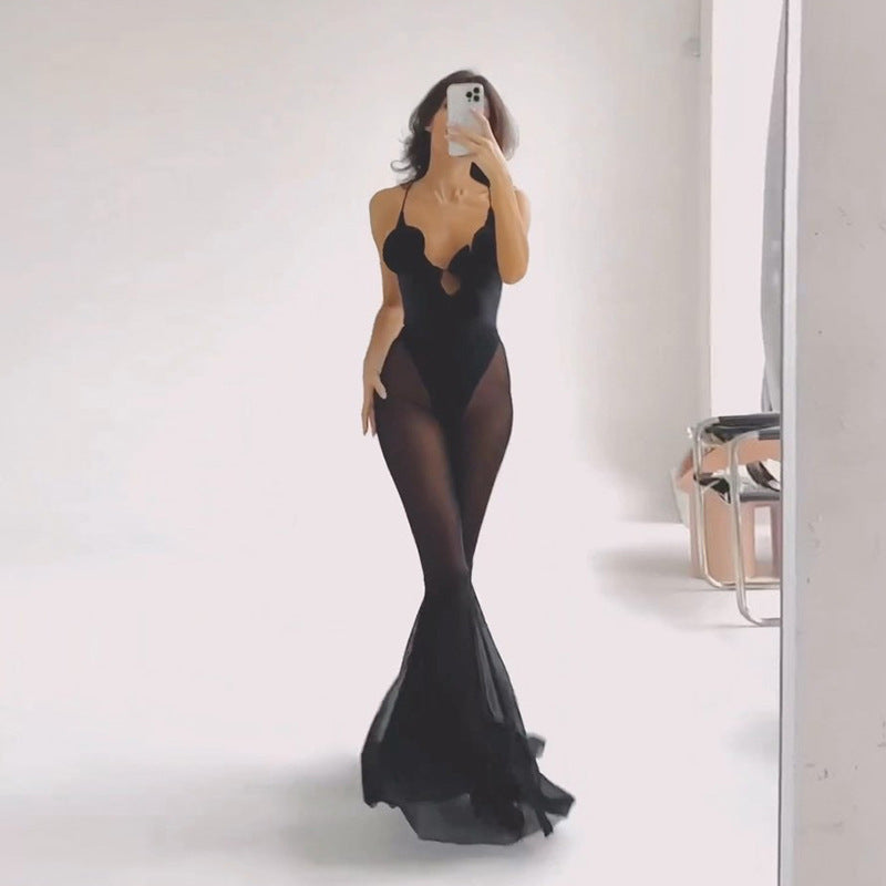 Dame Elegant og sensuel gulvlængde Monokini med flæse detaljer Stilla