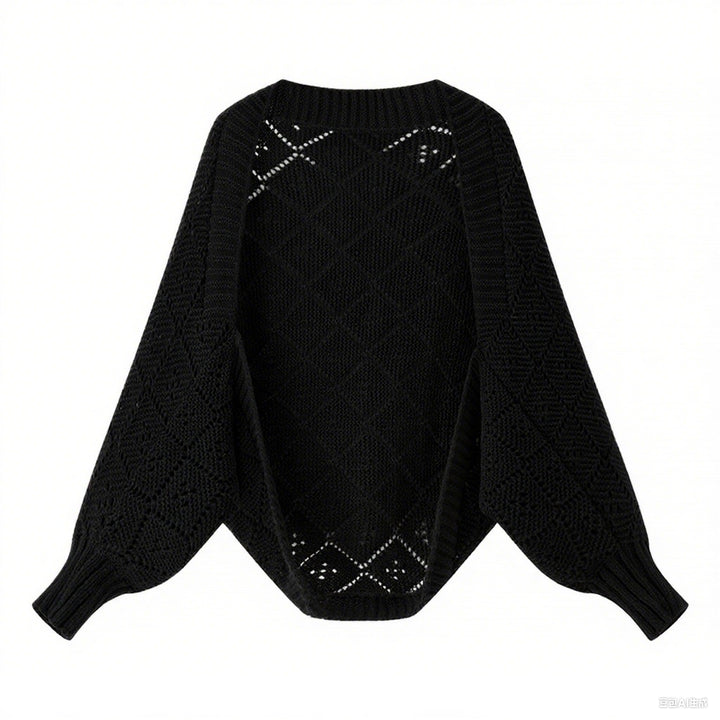 Kvinders hyggelige strikket pullover i moderne diamantmønster Stilla