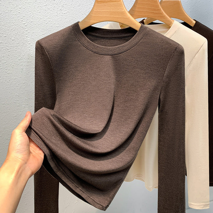 Dame Longsleeve-shirt med innovativ draperet design Stilla