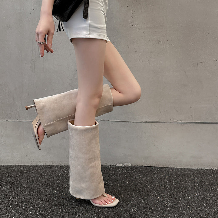 Femme Modern Tapered Oberschenkelhøje Høje Hæle Støvler Stilla