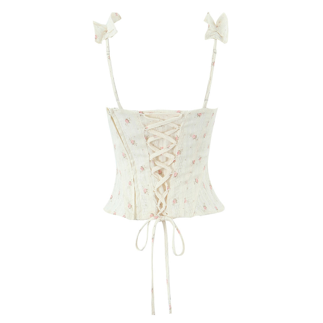 Dame stribet bustier med ruffle detaljer og justerbar snøre Stilla