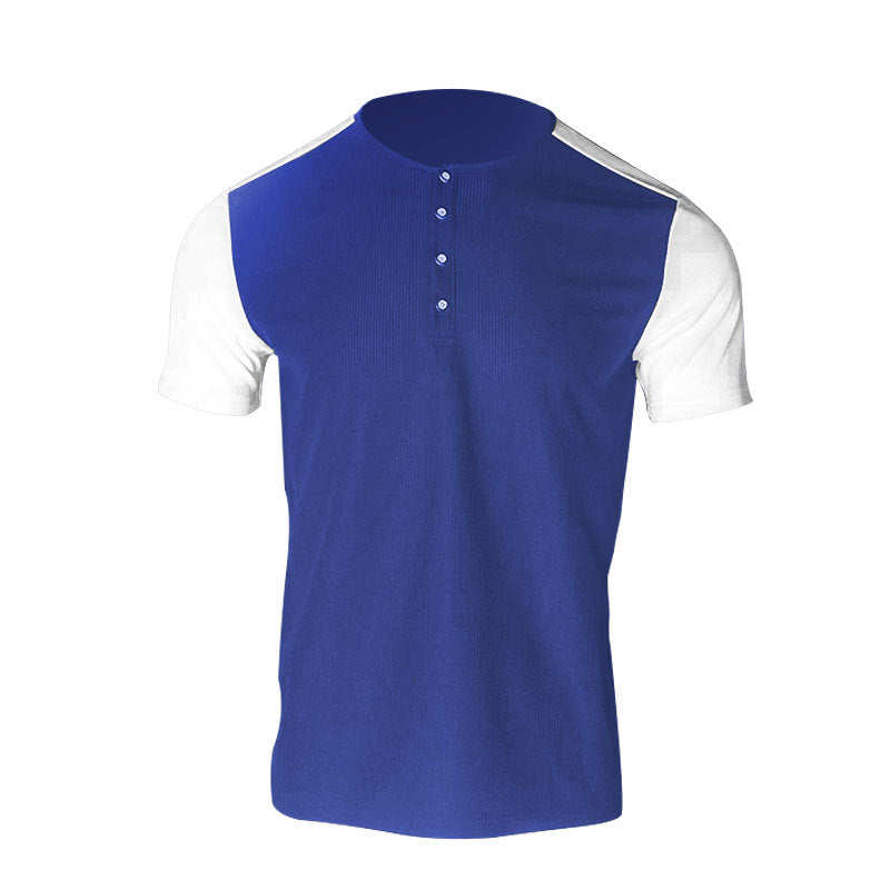 Herrer Korte Ærmer Henley Skjorte med mode Knapper Stilla
