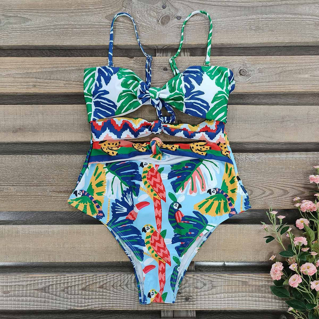 Dame bikini-sæt med innovativt knudedesign og højt snittet taljehygge Stilla