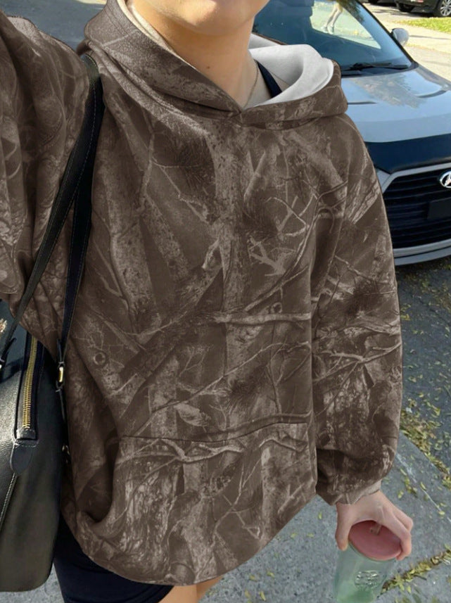 Kvinders afslappede hoodie med camouflage mønster Stilla