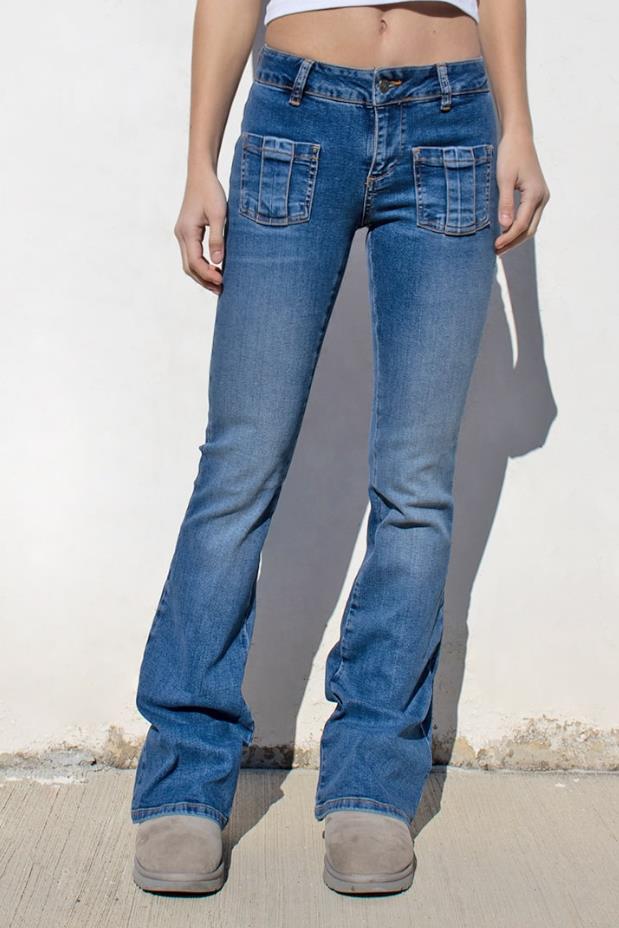 Dame Flared Jeans med fashionable lommer Stilla