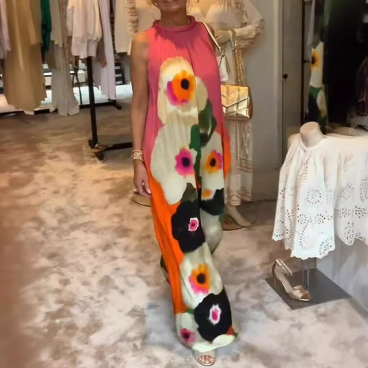 Dame Lange Maxikjole med glad blomsterdesign og flydende snit Stilla