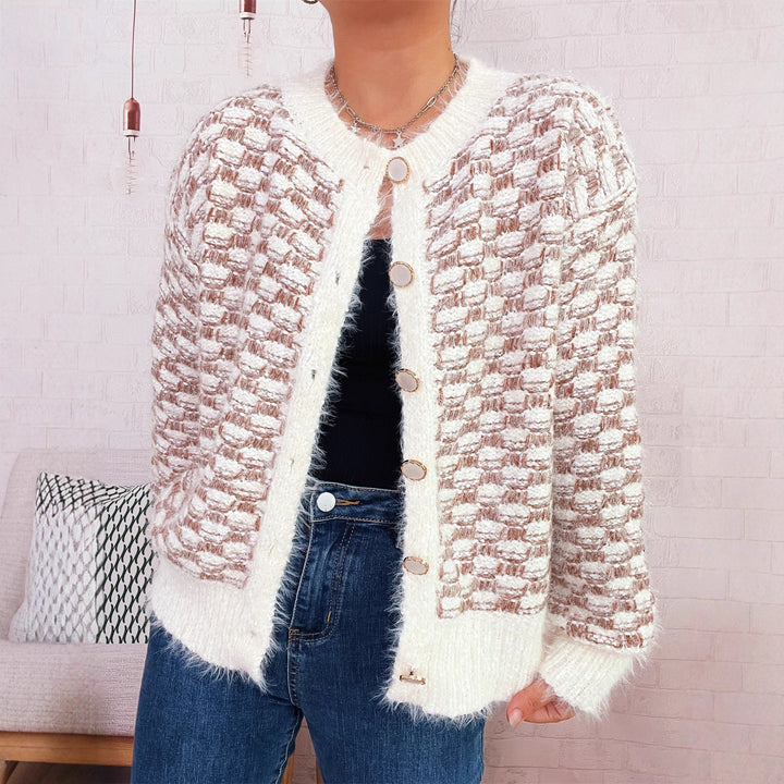 Kvindernes fluffy cardigan med fashionable knapdetalje struktur og afslappet pasform Stilla