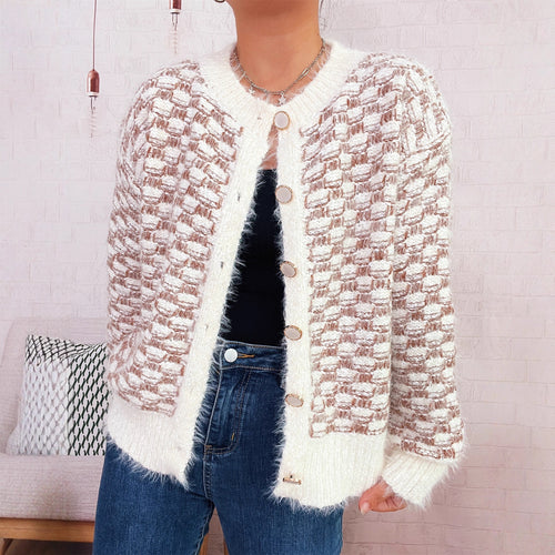 Kvindernes fluffy cardigan med fashionable knapdetalje struktur og afslappet pasform Stilla