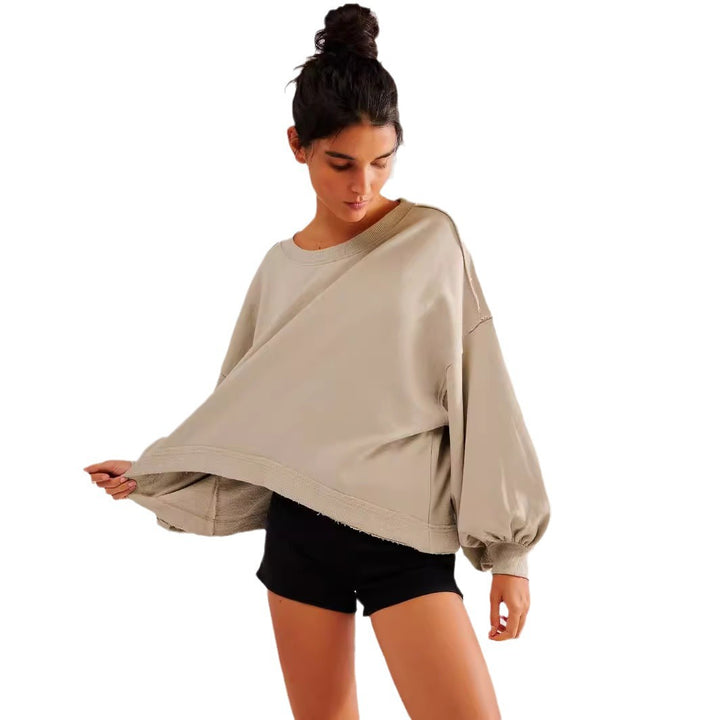 Dame afslappet cropped sweatshirt med voluminøse ærmer Stilla