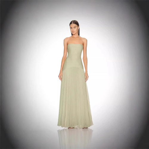 Damer Strapless Maxikjole med plisseret design og elegant snit Stilla