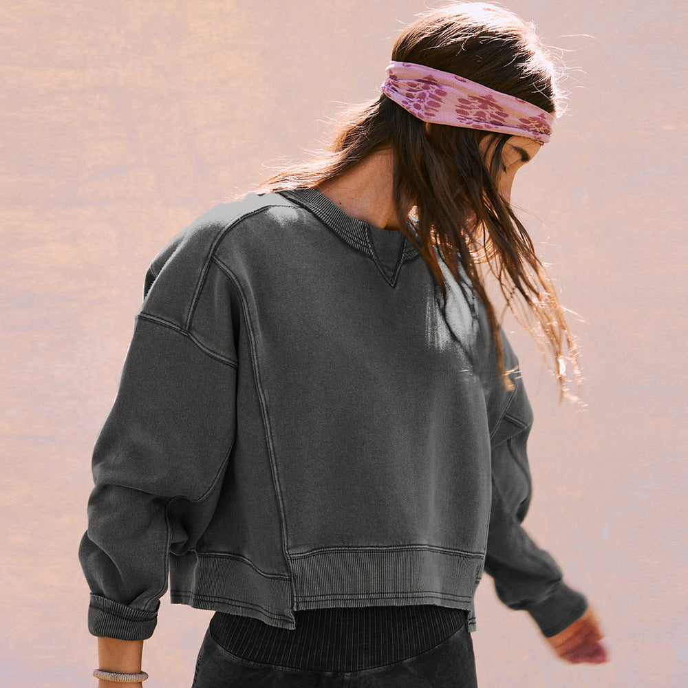 Dame afslappet sweatshirts med cropped snit og bløde manchetter Stilla
