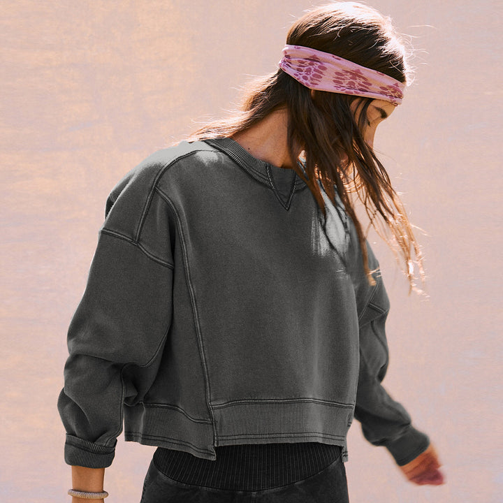 Dame afslappet sweatshirts med cropped snit og bløde manchetter Stilla