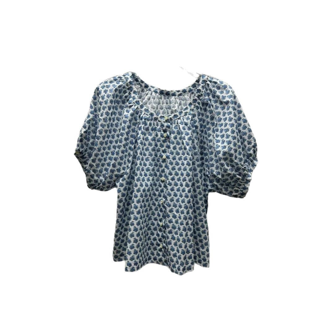 Damebluse med elegant V-halsudskæring og ballonformede ærmer Stilla