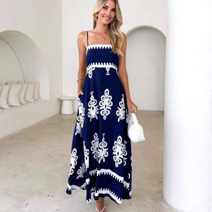 Dame Maxikjole med elegant Boho-mønster og filigran underdel Stilla