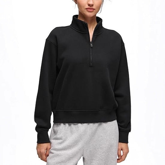Dame sporty fleece pullover med ståkrave Stilla