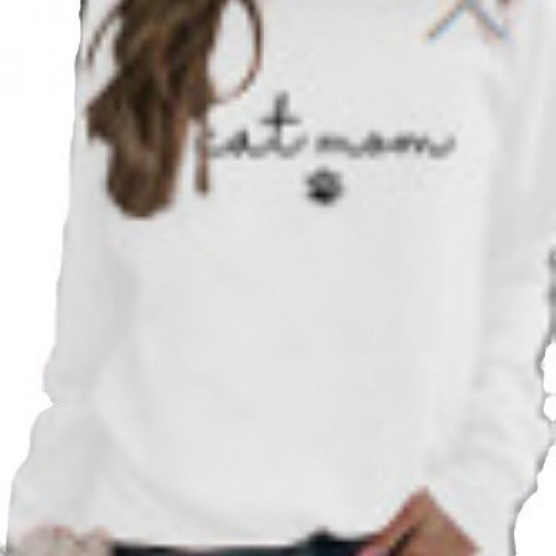 Dame sweatshirt med kreativ kat mor design Skovae
