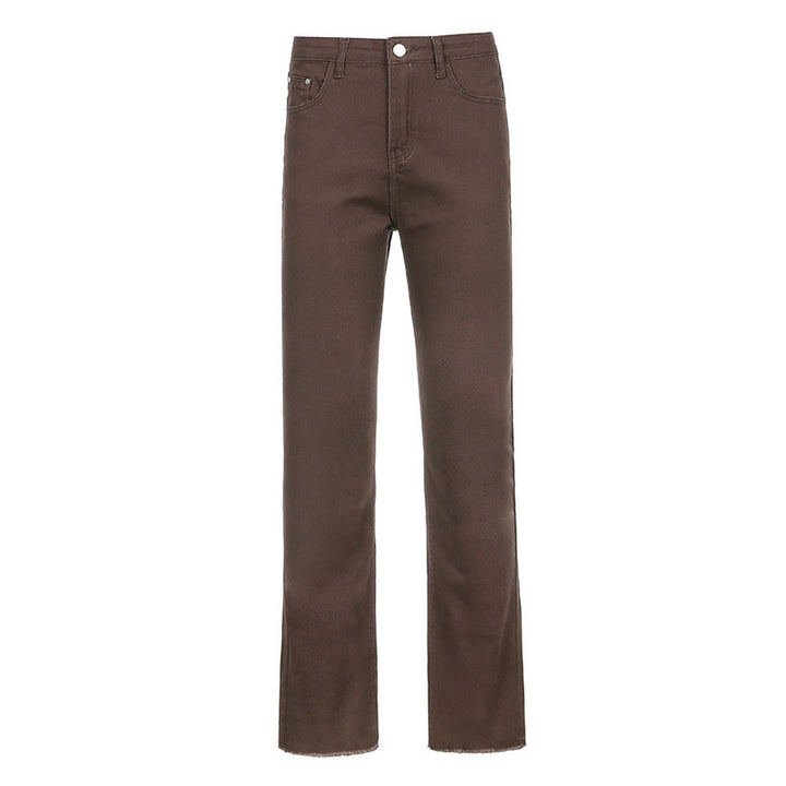 Dame klassiske bootcut-jeans med frynset kant og høj talje Stilla