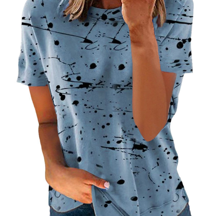 Dame Afslappende og kreativ T-shirt med moderne sprøjt mønstre Stilla
