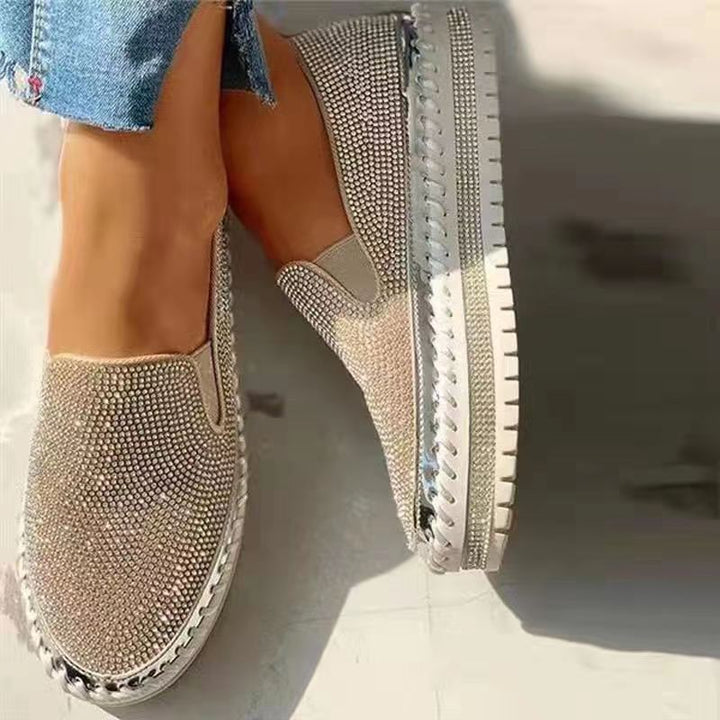 Dame Glitrende Slip-On Sneakers med elastiske indsats og skridsikker sål Stilla