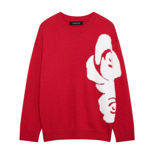 Femme Overdimensioneret Floral Strikpullover Stilla