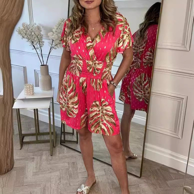 Dame Tropical Print Wrap Jumpsuit Stilla