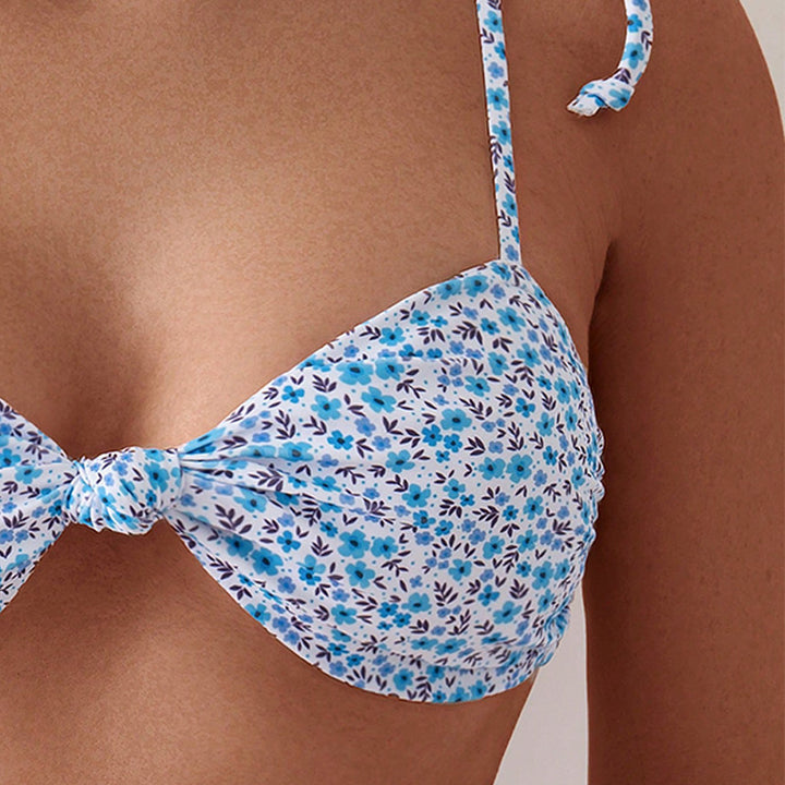 Dame two-piece bikini med blomsterprint og justerbare stropper Skovae