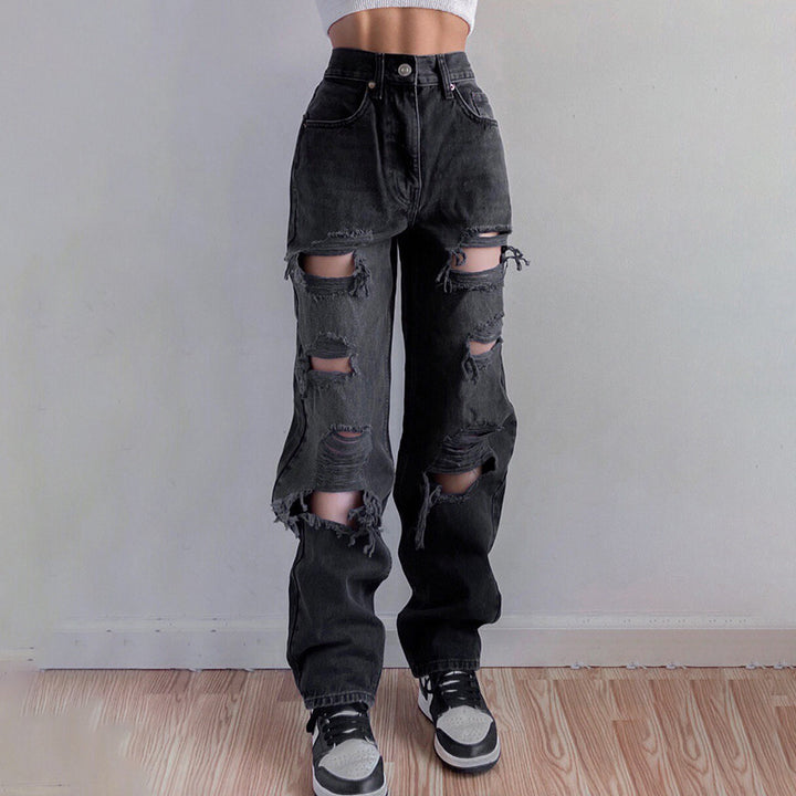 Damer Ripped Baggy Jeans i afslappet Oversized-snit Stilla