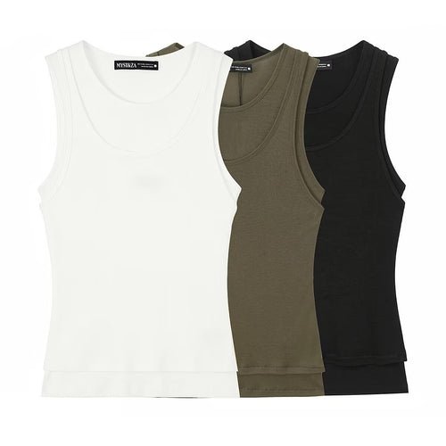 Dame ærmeløs tanktop lavet af højkvalitets stretchmateriale med tætsiddende pasform Skovae