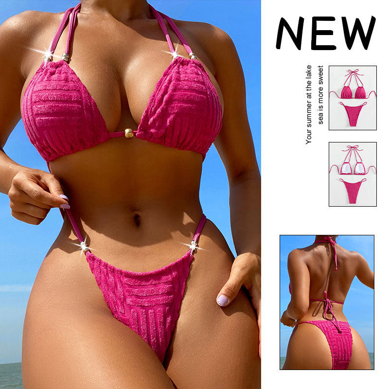 Dame Triangel-Bikini med unikt teksturmønster Skovae