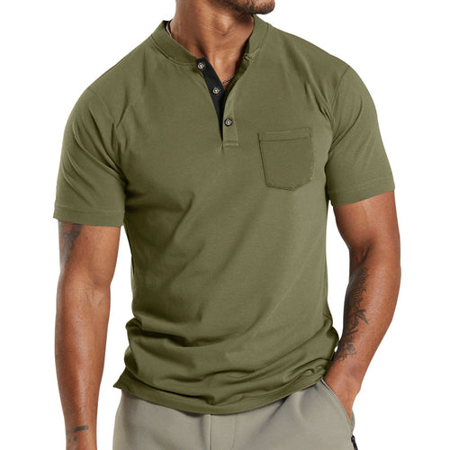 Herren kortærmet Henley-shirt med stilfuld krave og praktisk brystlomme Stilla